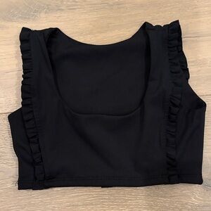 Tiger Friday Black Ruffle Trim Top